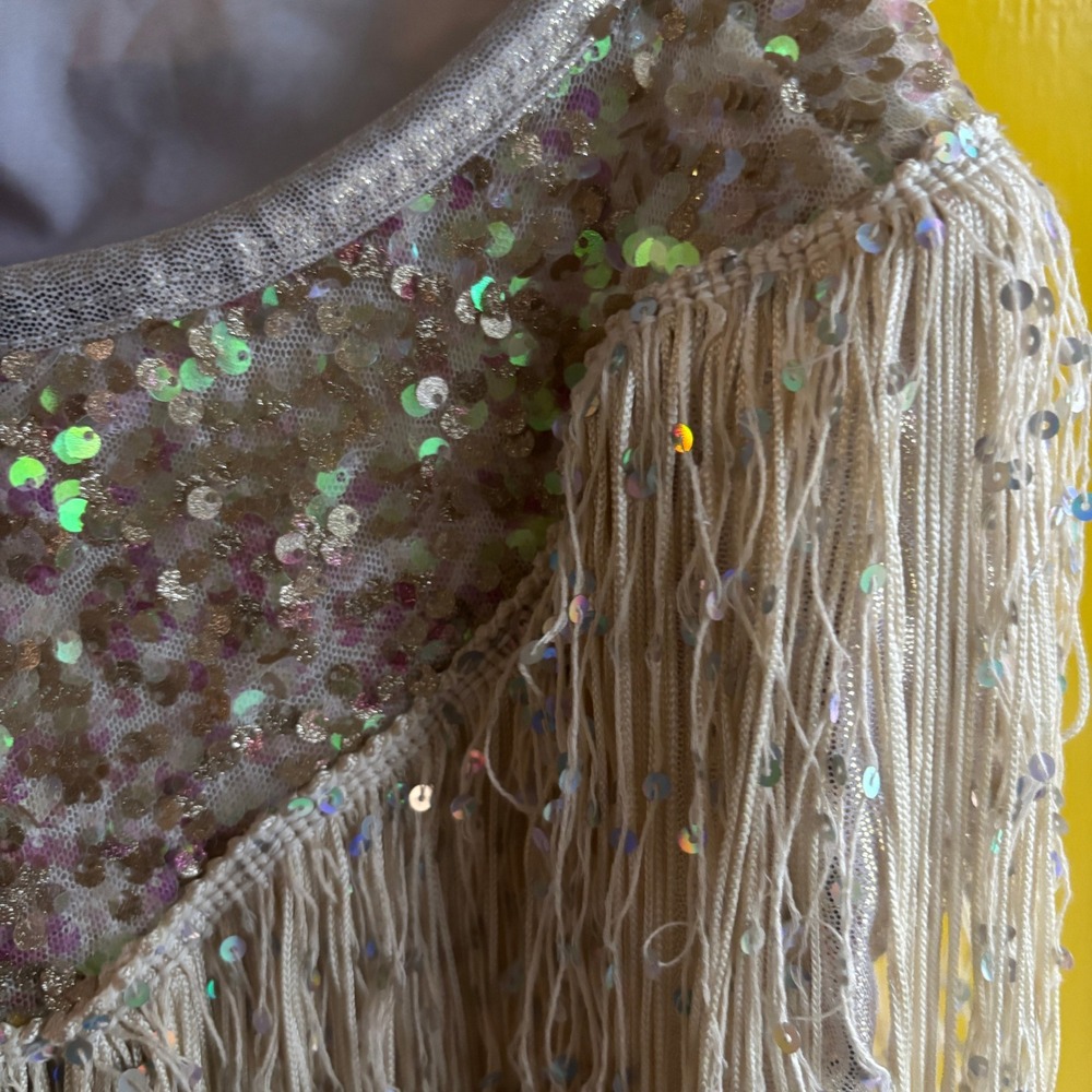 Sequin Fringe Dress, Sleeveless Party Cocktail Dance Dress, flapper costune - Picture 5 of 12